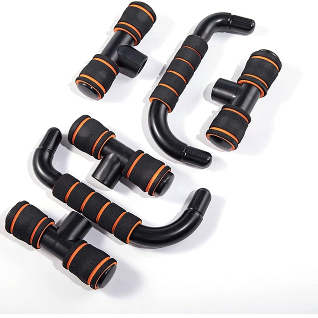 HAS Dual Wheel Abs Roller Double Toning Resistance Tube Band with Push Up Bar Stand Gym Kit Combo